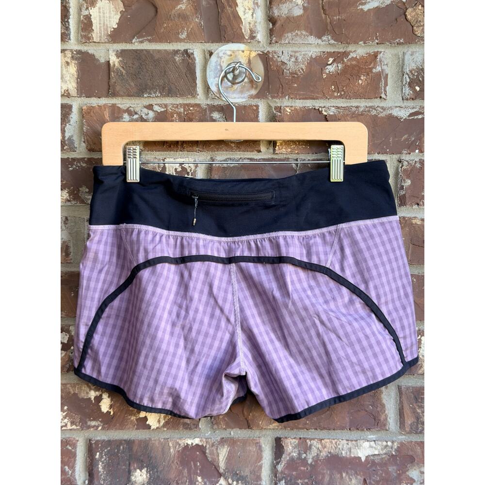 Lululemon Run Speed Shorts Purple Gingham Plaid Size 8 - Picture 2 of 5